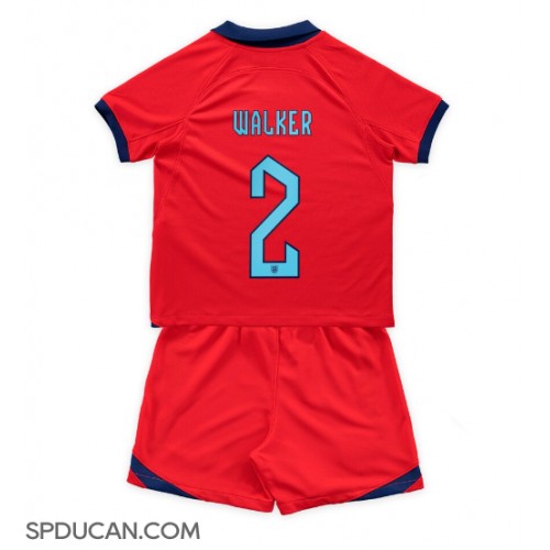 Dječji Nogometni Dres Engleska Kyle Walker #2 Gostujuci SP 2022 Kratak Rukav (+ Kratke hlače)